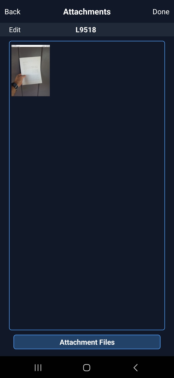 WinServeMobile service evidence attached to the work order