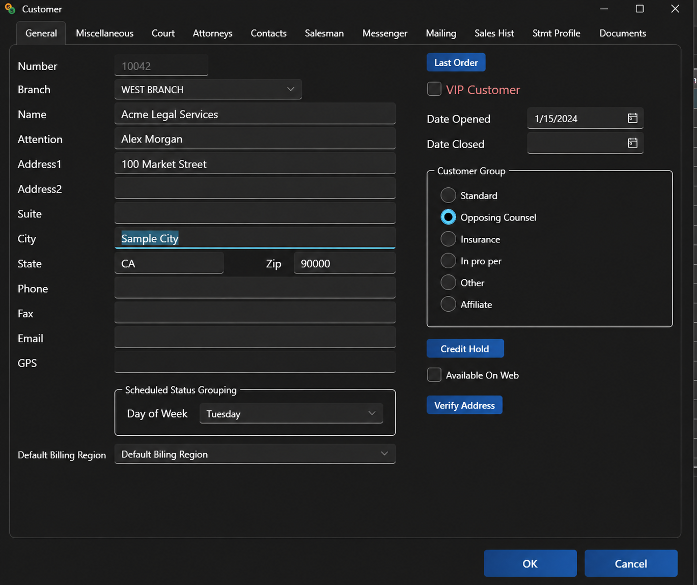 WinCopy shared customer maintenance with demo data