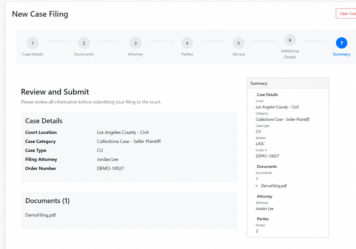 Tristar California eFiling new case submission workflow