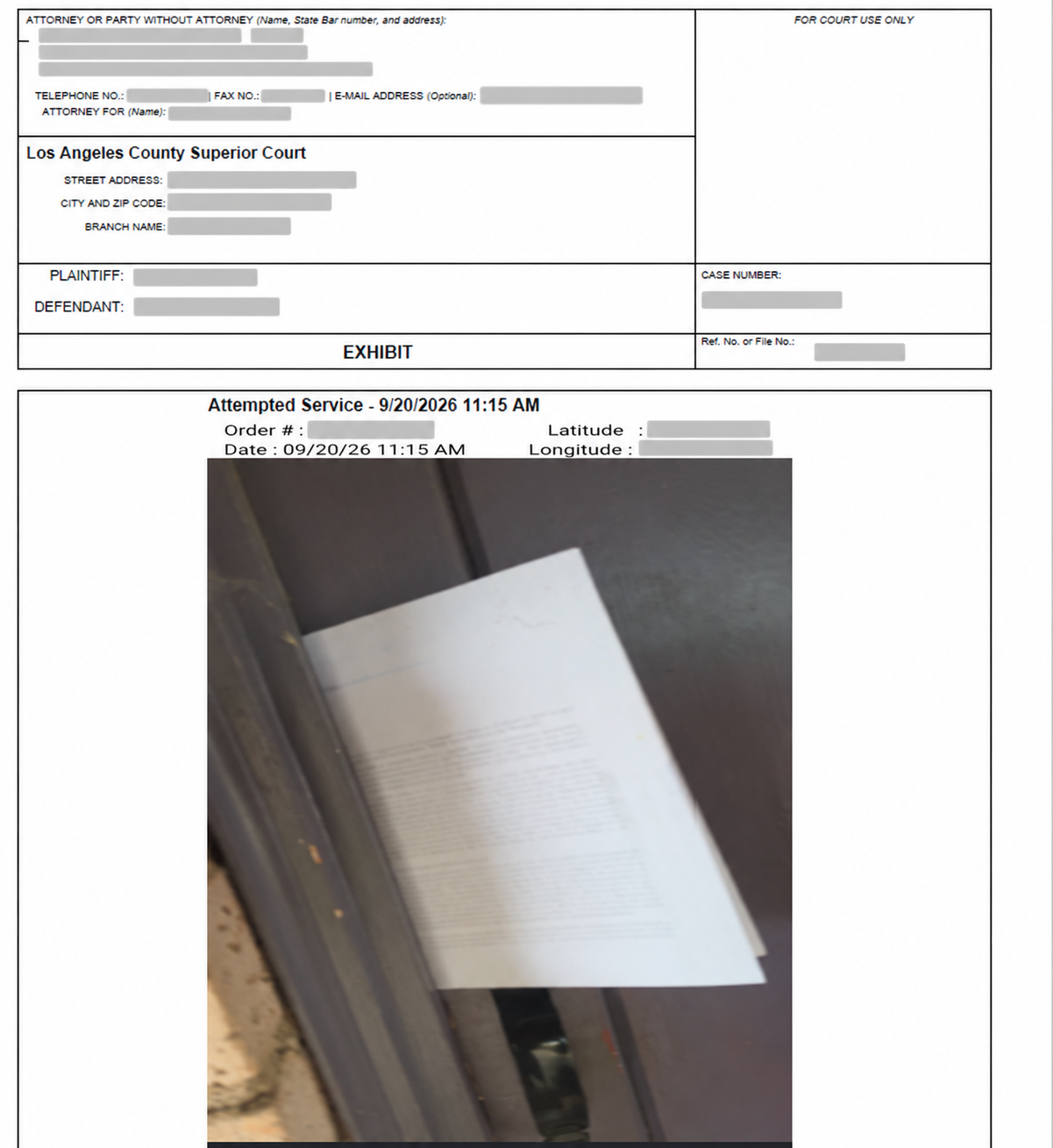 AB 747 generated proof with photographic service evidence