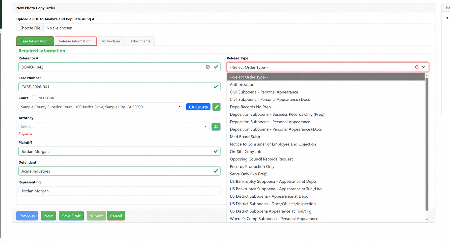 WinCopy client portal new records order with demo data